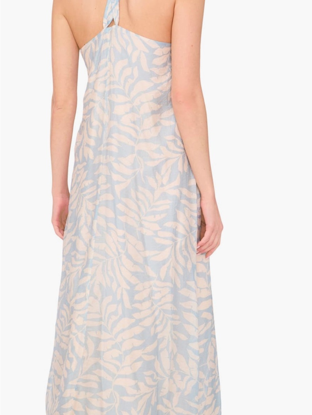 Halogen Light Blue and Cream Leaf-Print Maxi Dress - Picture 2 of 9
